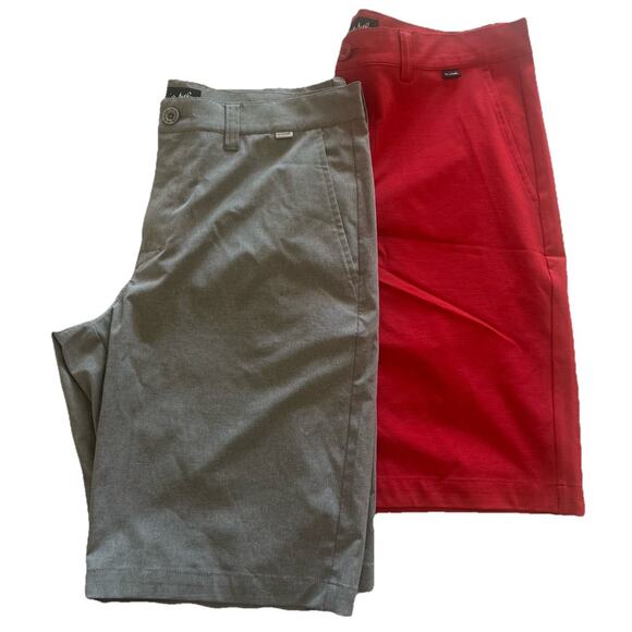 Travis Matthew Golf Shorts Mens Sz 33 Lot of 2 Solid Gray & Red Chino Flat Front - Picture 1 of 12